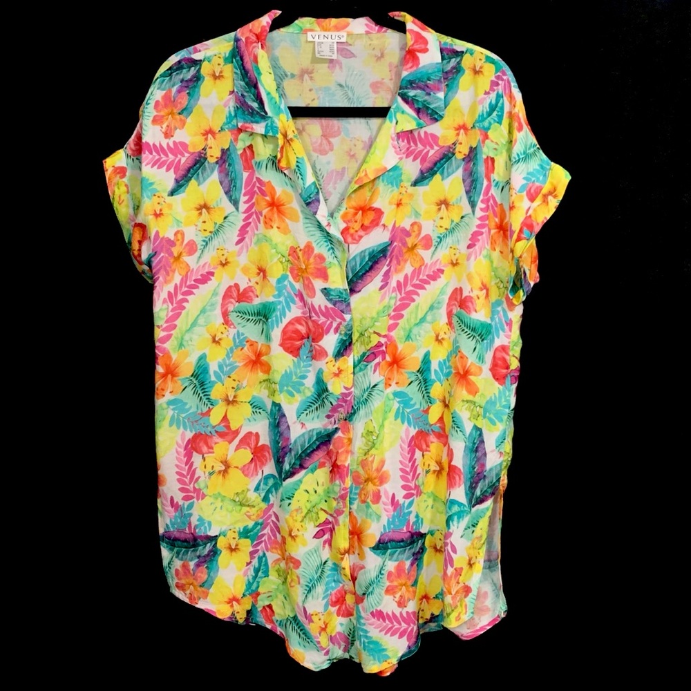 VENUS Tropical Print Lightweight Top
